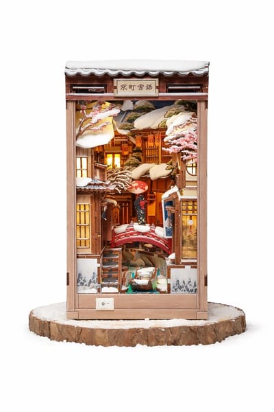 CuteBee Book Nook - Modelbouw - Houten 3D Puzzel - DIY Bouwpakket Volwassenen en Volwassenen - Boekensteun - Boekenhouder - La Neige á Kyoto