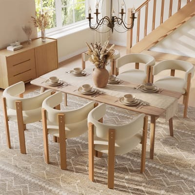 STILVORA Eetkamerstoel 47 x 48 x 72,5 cm - Set Van 6 - Ergonomisch Met Dikke Bekleding - Voor Eetkamer En Woonkamer - Flanel Beige