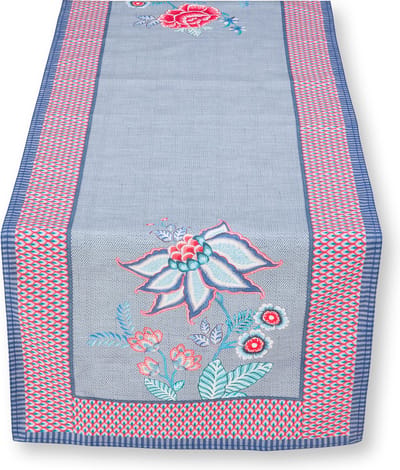 Pip Studio - Flower Festival - Tafelloper - Blauw - Katoen - 50x150cm