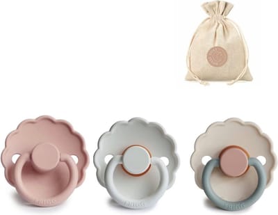 FRIGG Daisy T1 - blush, bright white, cotton candy + Bolletoet speenzakje - 0-6 maanden
