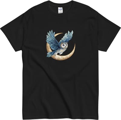 Mystiek Uil T Shirt - Dames en Heren - Spiritueel Uil Maan - Zwart - M