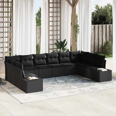 vidaXL Tuin Sofa Set 10 st Zwart poly rattan