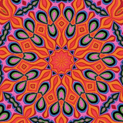 MyHobby Borduurpakket – Abstracte mandala 50×50 cm - Aida borduurstof 5,5 kruisjes/cm (14 count) - Telpatroon - Borduurgaren - Borduurnaald - Handleiding - Voor Beginners & Gevorderden - Complete borduurset