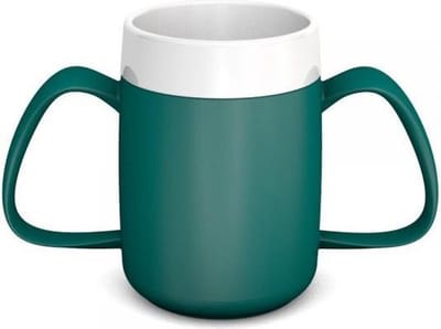 Conische Warmhoudbeker met Dubbel Handvat - Blauwgroen