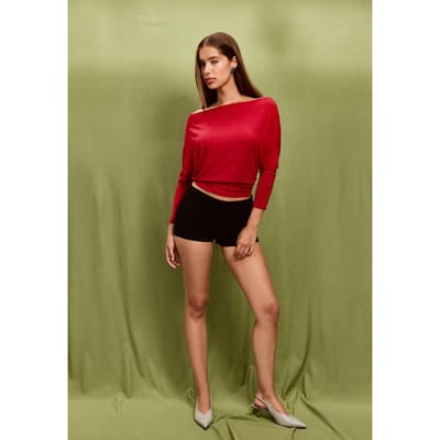 Stradivarius Asymmetrische modal top  Donkerrood S
