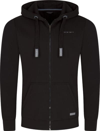 DENIMFY Heren Sweatjack DFLeo regular fit Zwart M Volwassenen Hoodie Capuchon Sweatshirt
