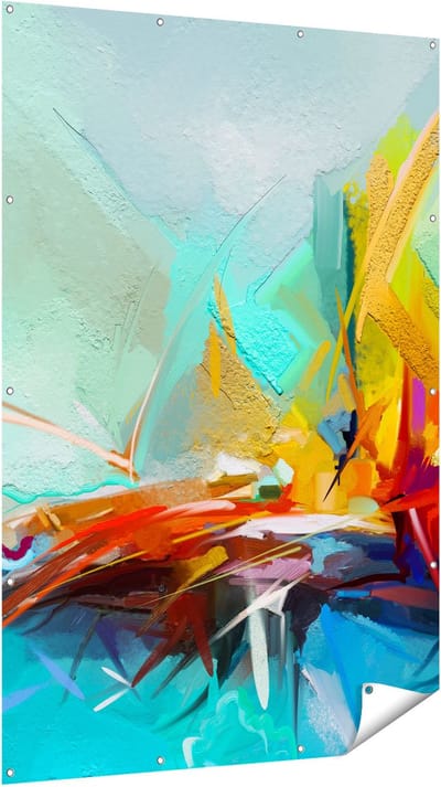 Gards Tuinposter Abstracte Kunst - Kampvuur - 120x180 cm - Tuindoek - Tuindecoratie - Wanddecoratie buiten - Tuinschilderij