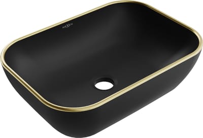 Mexen Rita opbouw wasbak 45 x 32 cm, mat zwart/gouden rand - 21084575