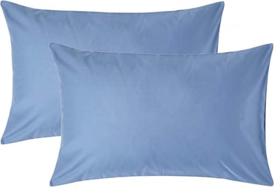 Homescapes Luxe Satijn Kussensloop 50x75 cm – Staalblauw – Set van 2 – 100% Egyptisch Katoen Satijn – Draaddichtheid 1000