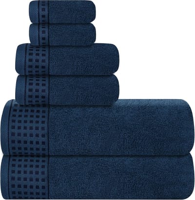 Famanu - 100% katoenen ultrazachte 6-pack handdoekenset, bevat 2 badhanddoeken 61 x 130 cm, 2 handdoeken 46 x 51 cm en 2 waszakken 30 x 30 cm, compact absorberend lichtgewicht en sneldrogend
