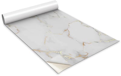 Wallfluent Meubelfolie - Marmermotief Meubelsticker - 100 cm x 50 cm - Grijs Meubelfolie - Kastfolie - Plakfolie Mat - Plakfolie Meubels - Kastdeuren Folie - Folie Voor Meubels