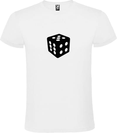 Wit T-Shirt met “ Dobbelsteen “ afbeelding Zwart Size S