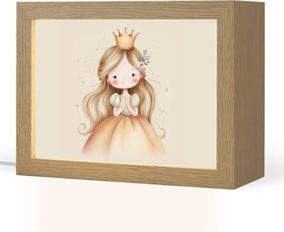Nachtlampje 20x15 cm - Kinder lampje - Prinses - Kroon - Goud - Tafellamp kinderkamer - Slaapkamer lamp - Bedlamp kinderen - Kinderlampje stopcontact - Wandlamp babykamer - Nachtlampjes