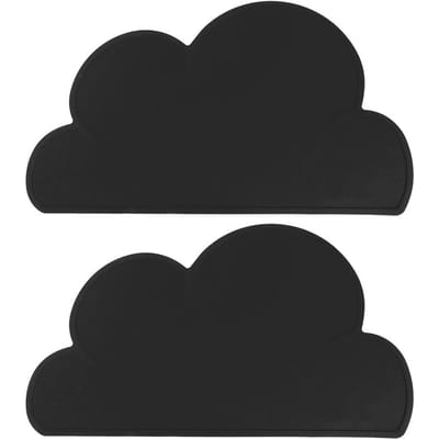 2 stuks Kinderen Wolkvorm Placemat Silicone Waterdicht Hitte-isolatie Voerbord PlacematZwart