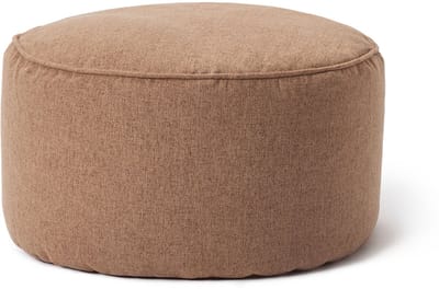 Lumaland Zitzak poef | Compacte zitzak met 3-in-1-functie: comfortabele poef, handig tafeltje en stijlvolle voetenbank voor binnen en buiten | Met flexibele EPS-vulling | Ø 25 x 45 cm - Bruin