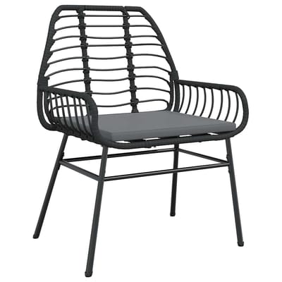vidaXL - 5-delige - Tuinset - met - kussens - poly - rattan - glas - zwart