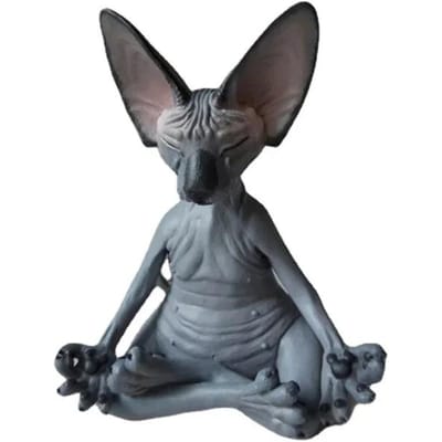 Grillige Boeddha Sphynx Kat Beeldje Meditatie Yoga Gelukkige Kat Decor Art Sculpturen Outdoor Tuinbeelden Beeldje