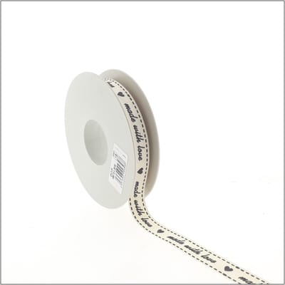 Luxe Katoenlint - 15mm- Decoratie Lint - Made With love - Zwart - 20m - Natuurlijke uitstraling