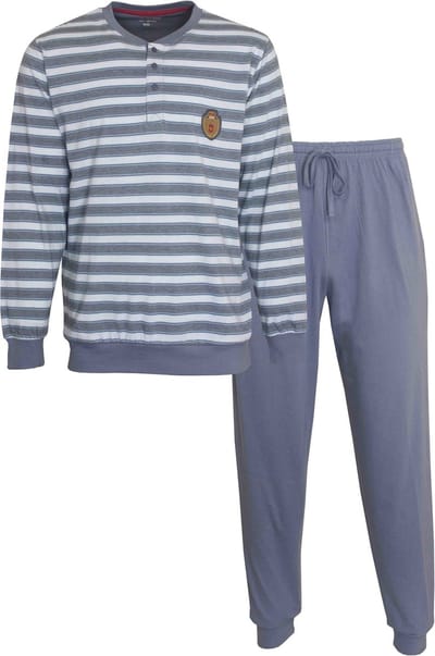 Paul Hopkins Heren Pyjama - Gestreept - Polo Sluiting - Grijs - Maat S