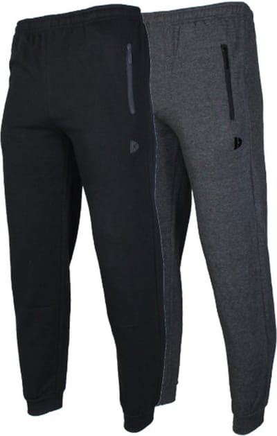2-Pack Donnay - Joggingbroek met elastiek (Jack) - Sportbroek - Heren - Charcoal-marl/Black (1030) - maat S
