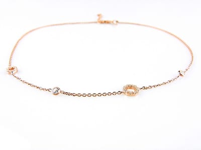 model Benigna ketting in zilver roze verguld met rondje gezet met cubic zirconia