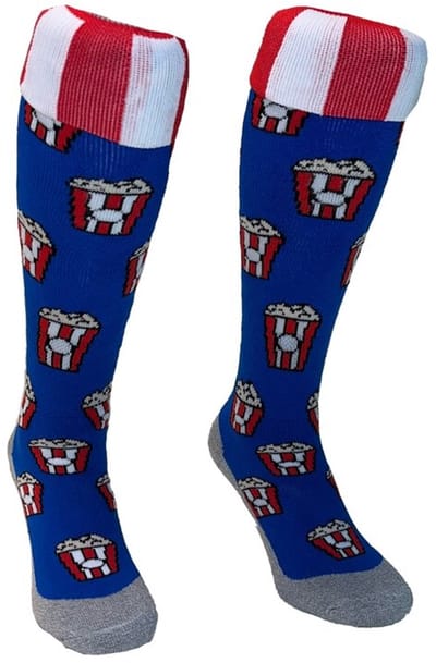 Hingly - Lange sportsokken - Popcorn- Blauw - hockeysokken - voetbalsokken - Maat: 36-40