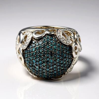 Cavill - Zilveren ring met 1 ct blauwe diamant - 925 sterling zilver - Pavé rond slijpsel - Elegante filigraan ring dames - Luxe design