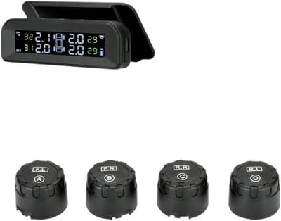 Bandenspanningsmeter - Druk Monitor - Veilig Rijden - Zonne-energie - 4 Sensoren - Zwart