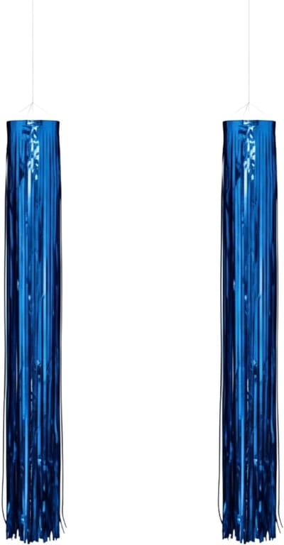 Feest hanger - 2x - L80 cm - blauw - glitter - kunststof - disco/seventies - feestversiering