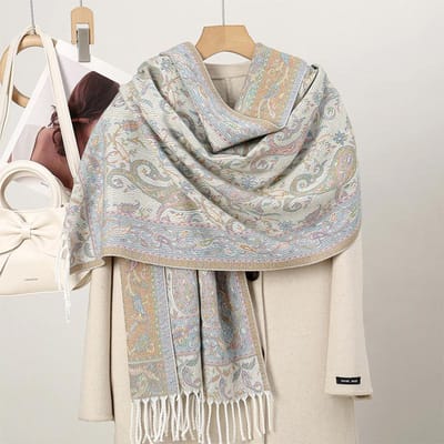 Sjaal Warme Winter Sjaal Hijab Dames Print Paisley Kasjmier Pashmina Dikke Wikkel Hoofd Nek Foulard Luxe Deken Echarpe gray