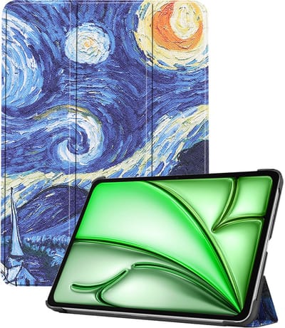 Hoesje Geschikt voor Apple iPad Air M3/M4 (2025/2026) - 11 inch - Dun & Stevig - Trifold Bookcase - Hard Cover - Hardcover Book Case - Tablet Hoes - Sterrenhemel