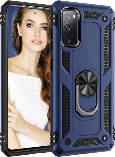 Anti-Shock Hybrid Ring Armor Hoesje Geschikt voor: Samsung Galaxy S20FE - Blauw