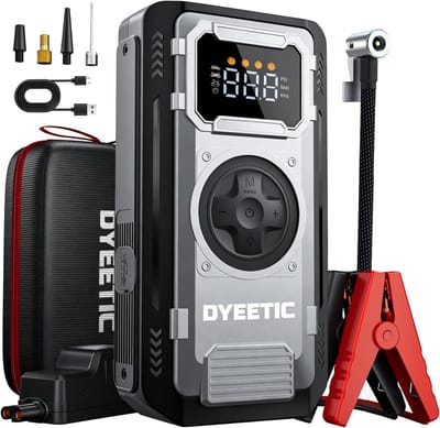 SnelShoppen - Accu Auto Starthulp Powerbank Jumpstarter 6000A met Compressor, 150PSI, Led-zaklamp, Intelligente Startkabel voor Benzine en Diesel
