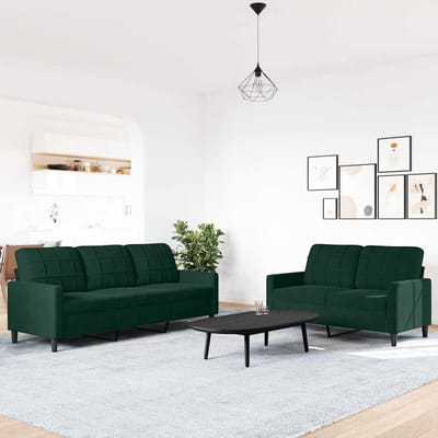vidaXL - 2-delige - Loungeset - met - kussens - fluweel - donkergroen