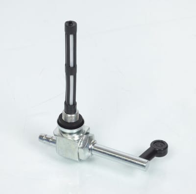 Robinet de réservoir à essence RSM pour Mobylette Peugeot 50 103 M10 sortie arrière tige longue Neuf