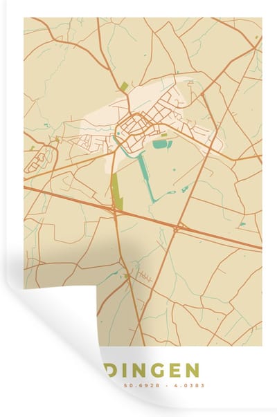 Muurstickers - Sticker Folie - Kaart - België - Plattegrond - Edingen - Stadskaart - 20x30 cm - Plakfolie - Muurstickers Kinderkamer - Zelfklevend Behang - Zelfklevend behangpapier - Stickerfolie