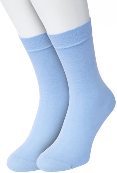 Bonnie Doon Basic Sokken Dames Licht Blauw maat 36/42 - 2 paar - Basis Katoenen Sok - Gladde Naden - Brede Boord - Uitstekend Draagcomfort - Perfecte Pasvorm - 2-pack - Multipack - Effen - Lichtblauw - Baby Blauw - Light Blue - OL834222.263