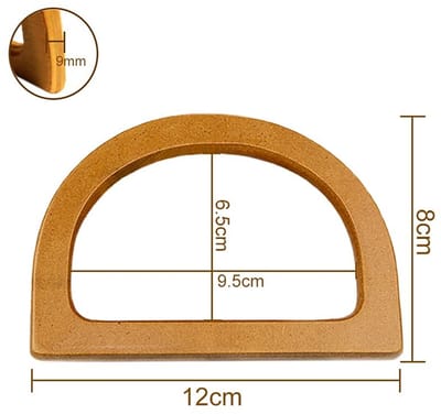 Dailygoods- Handvat D-vormig - Houten Handvatten - Handvatten voor Tassen - DIY Handtas Accessoires - Set van 6 Stuks - 12 x 8 cm