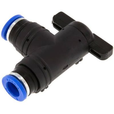 8 mm Kunststof/Messing L-stuk 2-Weg Kogelkraan