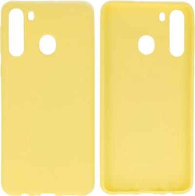 Bestcases Color Telefoonhoesje - Backcover Hoesje - Siliconen Case Back Cover voor Samsung Galaxy A21 - Geel