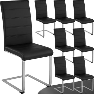 tectake® Eetkamerstoelen Bettina - Kunstleren stoelen voor Eettafel - Keukenstoelen met ergonomisch gevormde rugleuning - Diverse kleuren en sets - Maximale belasting 120 kg - Afmeting (LxBxH) 41 x 52 x 99 cm - Set van 8 - Zwart