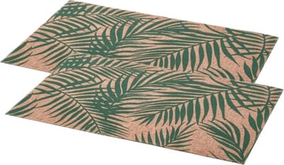 Secret de Gourmet placemats Palm groen - Set van 4x stuks - linnen mix - 45 x 30 cm - ontbijt/diner onderleggers