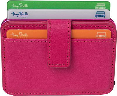 Tony Perotti Furbo EVO RFID leren Pasjeshouder met bankbiljetvak - Fuchsia