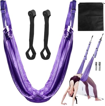 beenstretcher, inversieschommel, hangmat, yogariem, taille, rug, been, stretchband, yogariem, beenstretcher, voor yoga, ballet, pilates, gymnastiek, flexibiliteit, training (paars)