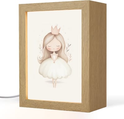 Nachtlampje 15x20 cm - Kinder lampje - Prinses - Jurk - Kroon - Pastel - Tafellamp kinderkamer - Slaapkamer lamp - Bedlamp kinderen - Kinderlampje stopcontact - Wandlamp babykamer - Nachtlampjes