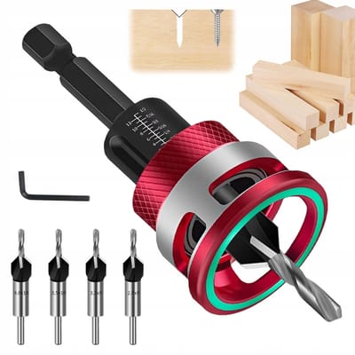 6-Delige Verzinkboor Set - Hout Verzinkboren - Precisie Houtboren - Zwart - HSS-M2 2.8/3.2/3.5/4.0mm - Met Diepteaanslag