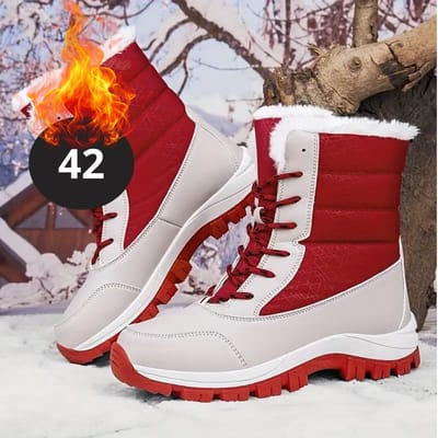 Bovista Snowboots - Sneeuwschoenen - Sneeuwboots - Dames - Wintersport - Ski - Skischoenen - Grijs Rood - 42- Laarzen