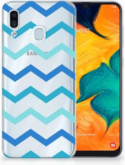 Samsung Galaxy A30 TPU bumper Zigzag Blauw