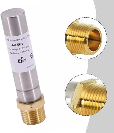 Waterslagdemper - Stalen demper - Stil huishouden - Roestvrij staal - 1/2 inch NPT - Zilver