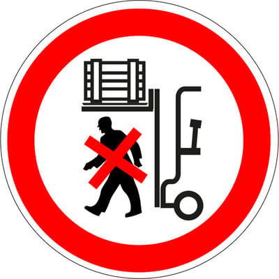 Niet onder last heftruck lopen sticker 50 mm - 10 stuks per kaart